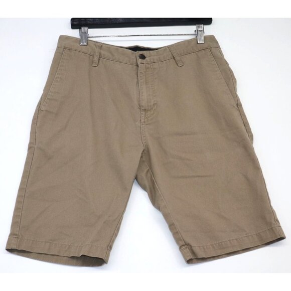 Volcom Mens Khaki Cargo Shorts Size 30 Cotton Blend Casual Wear Flat Front Chino - Picture 1 of 12